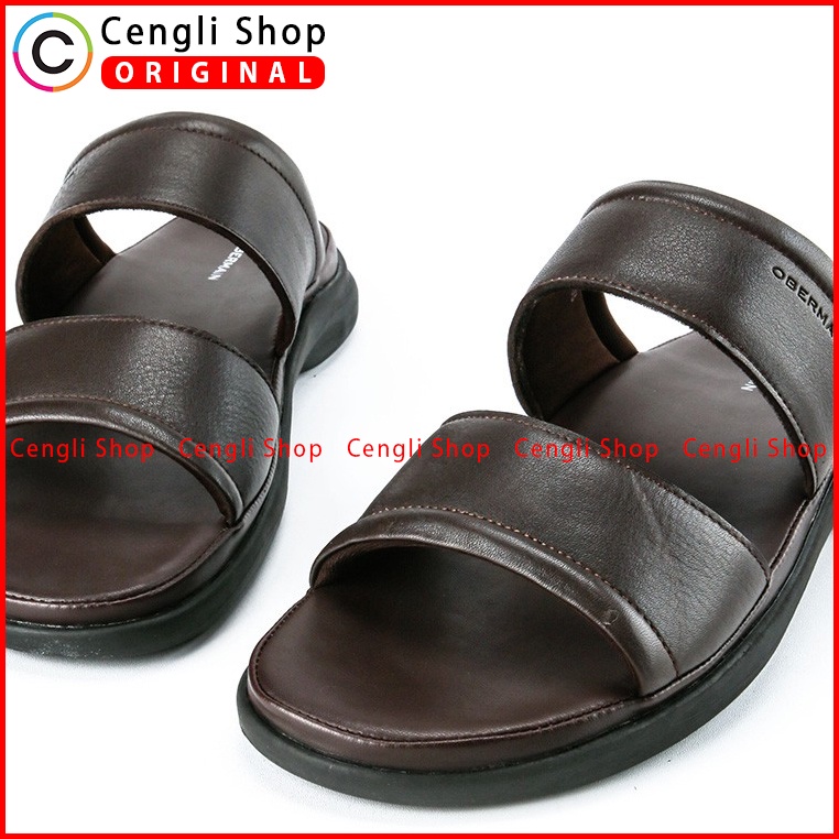 SANDAL OBERMAIN PRIA ORIGINAL CASUAL KULIT ASLI BRANDED COKLAT OM03