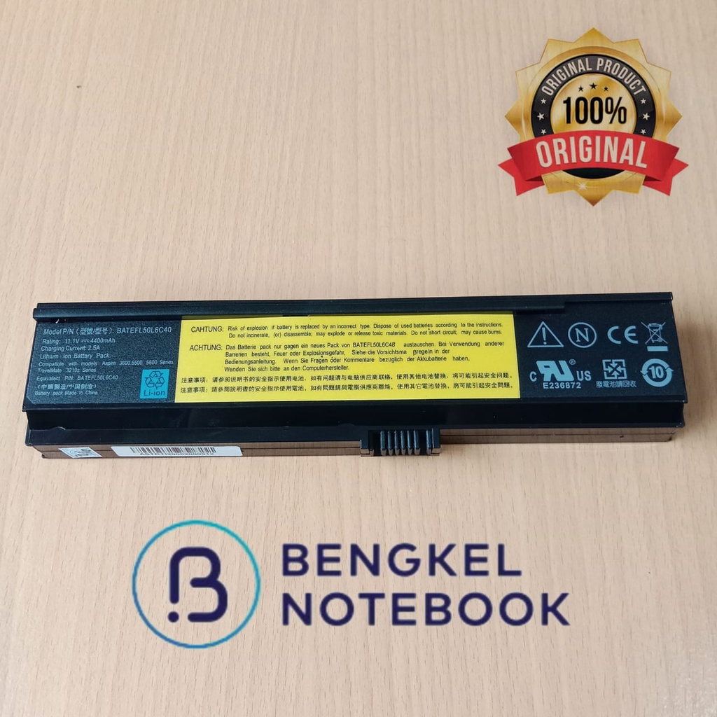 Baterai Acer Aspire 5570 BATEFL50L6C40 BATEFL50L6C48 BATEFL50L9C72 LIP6220QUPC LIP6220QUPC SY6 3UR18650Y-2-QC261 3UR18650F-3-QC262 ACER Aspire 3600 3680 5050 5500 5570 5580 ACER TravelMate 2400 3210 3270 5500