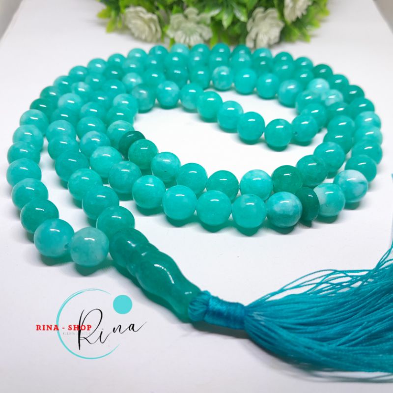 TASBIH BATU AQUAMARINE 99BUTIR 10MM ORIGINAL