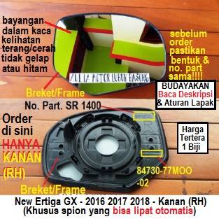 kaca spion ori new ertiga gx baru + breket khusus yg sudah bisa lipat th 2016 2017 2018 kanan supir