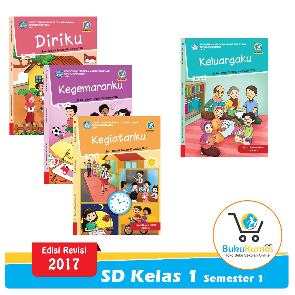 Paket Buku Tematik SD Kelas 1 Semester 1 K13 Revisi 2017 (Tema 1-4) | Shopee Indonesia