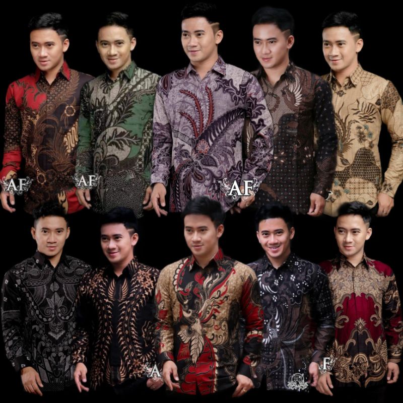 Baju batik Pria Slimfit Big Size M L XL XXL Atasan Kemeja Batik Lengan Panjang Original