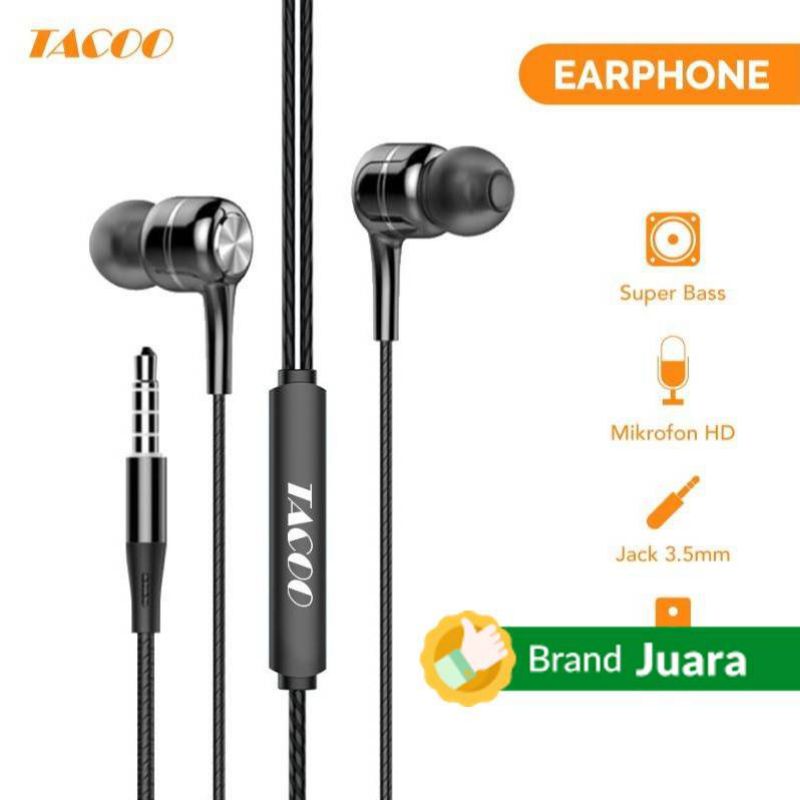 TACOO Earphone Headset In-Ear Deep Bass Stereo + MicrophoneHeadset kualitas suara tinggi multi-fungs