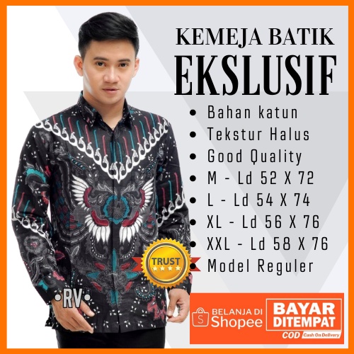 KEMEJA BATIK PRIA LENGAN PANJANG SIZE M L XL XXL BSWART BatiK HRB026 Kenongo Hem Panjang Padi