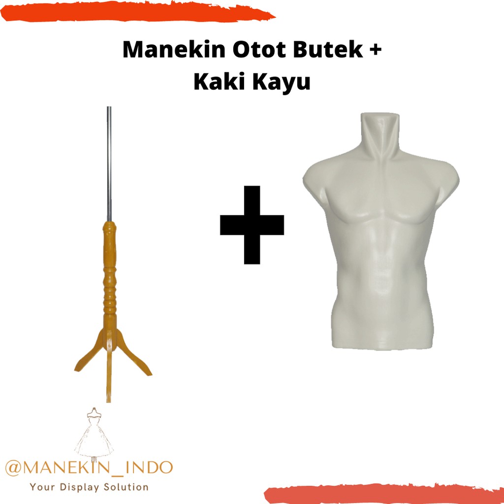 Manekin Cowok Otot Butek Kaki Kayu