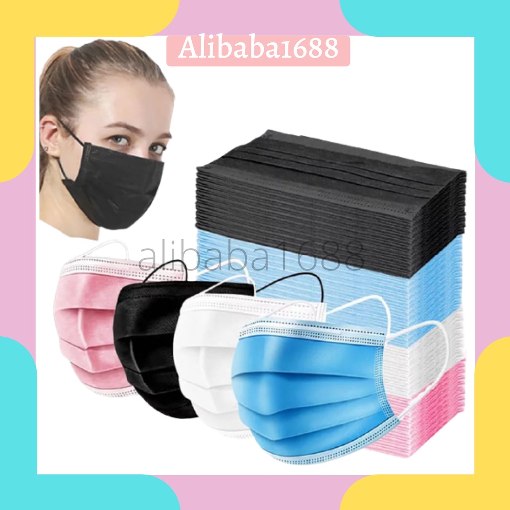 MASKER EARLOOP BERBAGAI WARNA / MASKER DISPOSABLE MASK 3PLY 1BOX ISI 50PCS ALADDIN_88