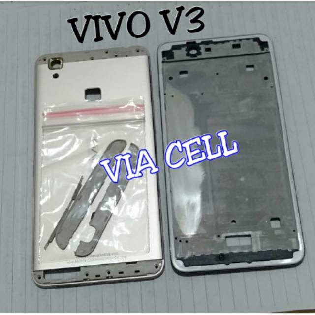 Housing Casing Fullset Vivo V3 Backdoor Backdor + Frame Lcd Bazel Tulang Tengah Original Vivo V3