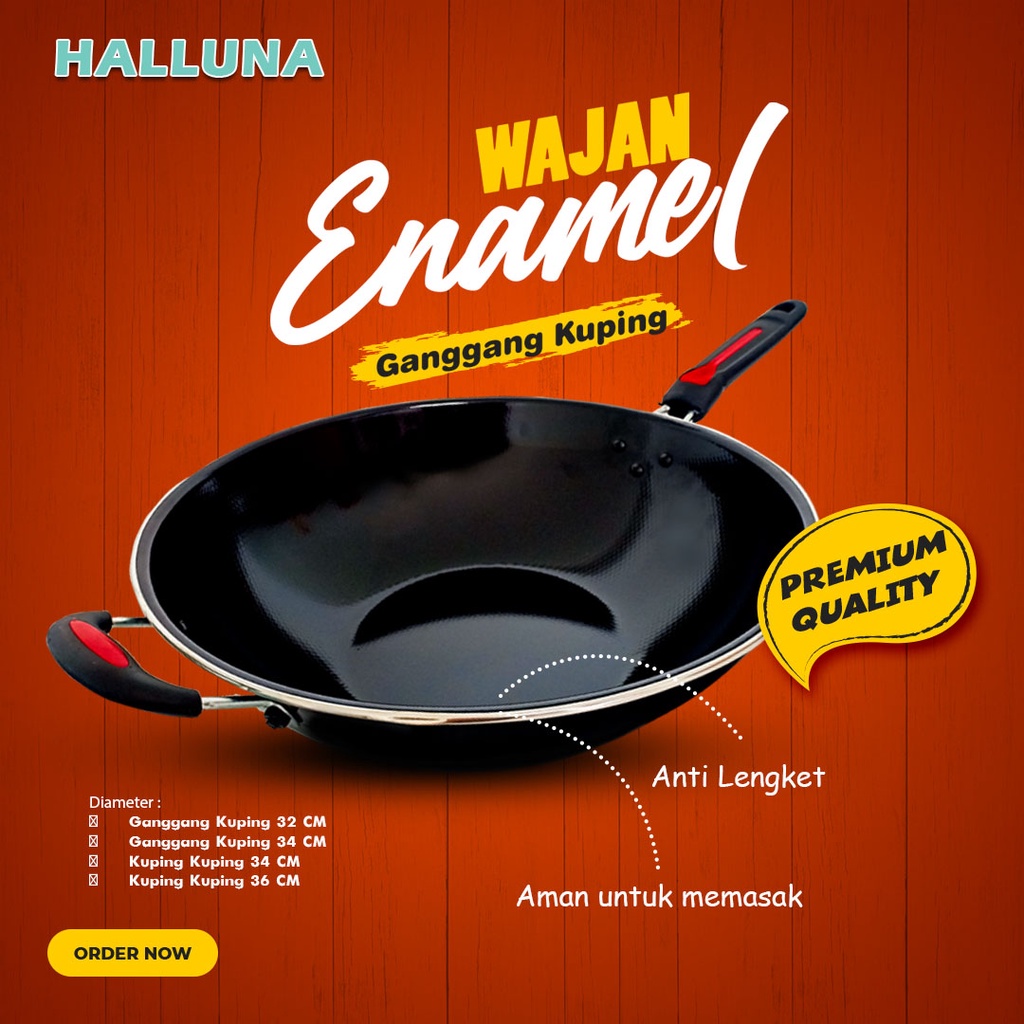 Wajan Enamel Anti Lengket /Wajan Penggorengan/Wajan Diskon Besar Anti Lengket Bahan Tebal