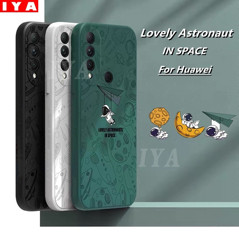 Soft Case Silikon Motif Astronot Luar Angkasa Untuk Huawei Y6P Y7A Y6 Pro 2019 Y9S Nova 7i 5T 3i P30 Lite