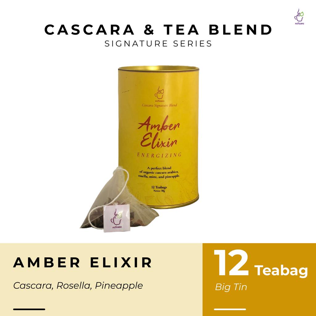 

Netisane Amber Elixir (Cascara, Rosella, Peppermint, dan Pineapple) | Netisane Cascara Signature Blend | Artisan Tea / Teh Herbal | (Isi 12 tea bags)