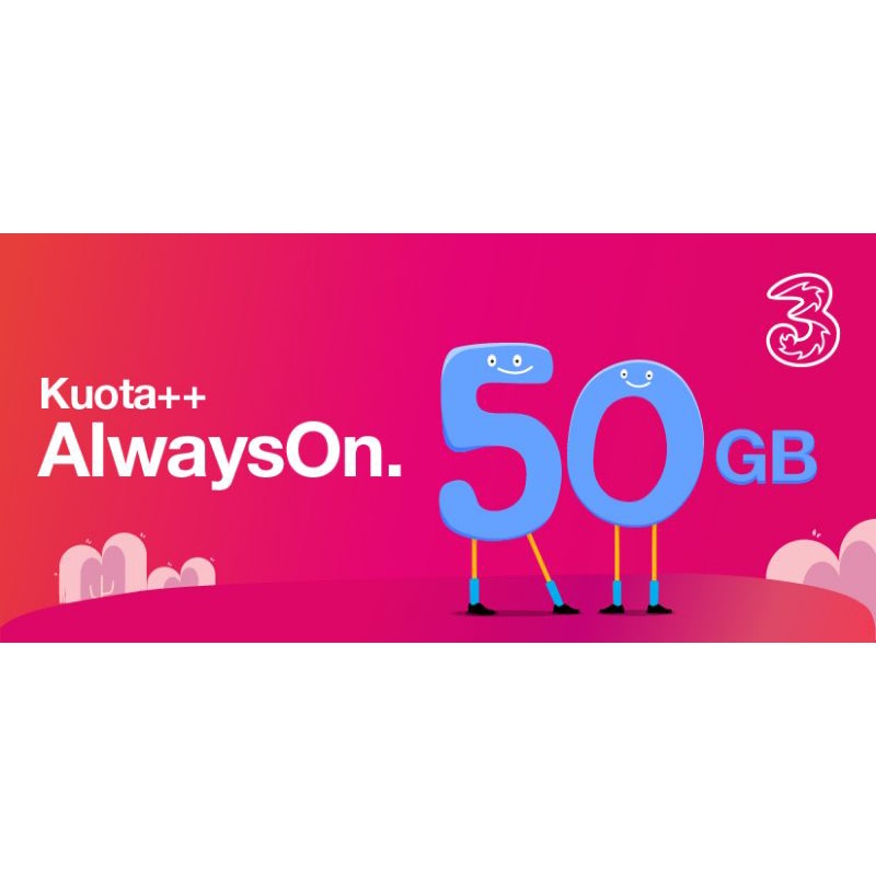Voucher Isi Ulang Kuota Tri 3 Three Aon 40GB Pamax 6GB 8GB 9GB 12 GB 16GB 50GB Nasional Reguler 1 Ta