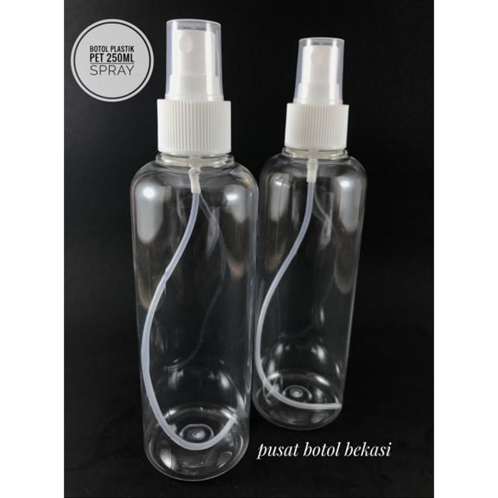 BOTOL KOSMETIK SPRAY 250ml/ BOTOL ISI ULANG PLASTIK BISA UNTUK PARFUM,KOSMETIK CAIR BOTOL PET 250ML