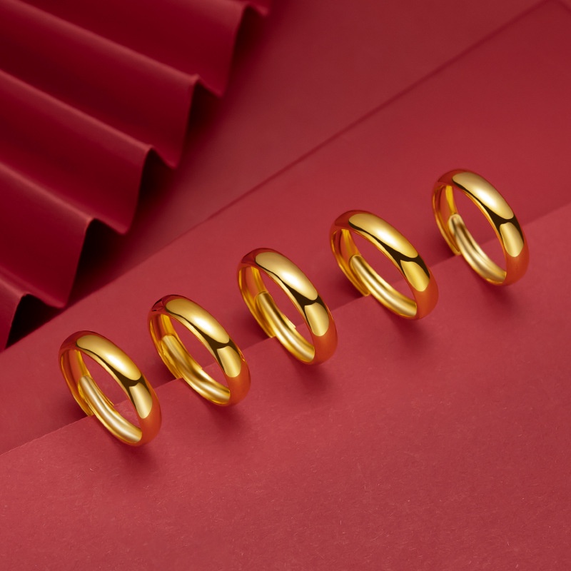 Cincin Lapis Emas Emas Asli Kadar 375Gaya Korea Untuk Pria Dan Wanita