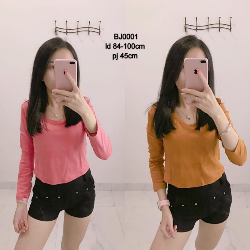 croptop kaos polos lengan panjang bkk murah.atasan croptop polos lengan panjang import bangkok