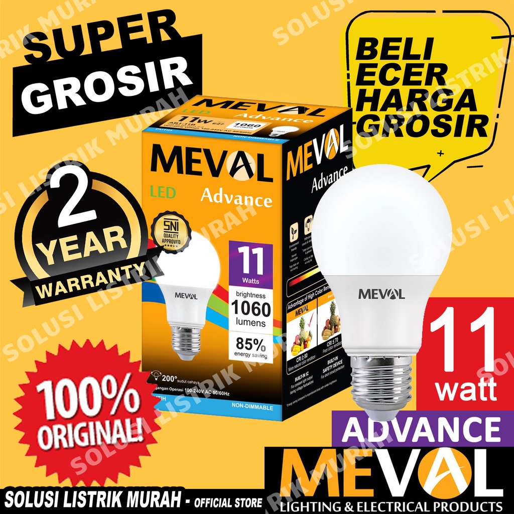 Meval Lampu LED Bulb Advance 11W - Putih