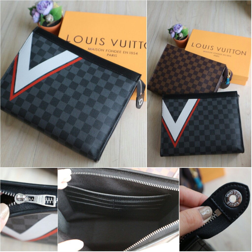 LV Clutch Pochette Voyage MM Mono Free Box, Fakebill & Dustbag