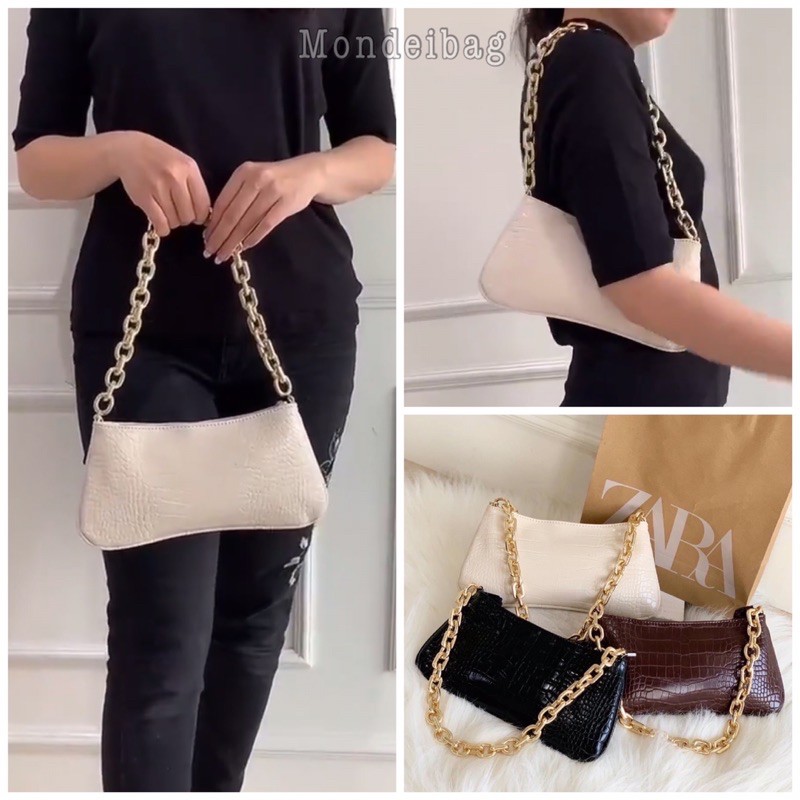 ORIGINAL Zara croco chain shoulder bag / tas pundak wanita kroco