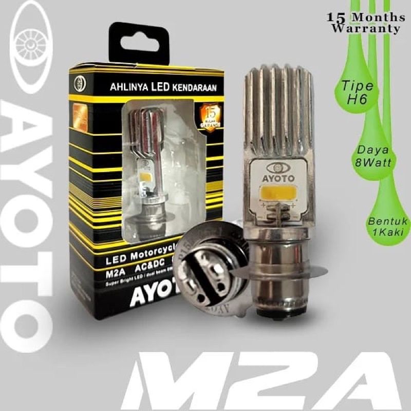 AYOTO Lampu Motor Led 2 Sisi Tipe M2A Motor Bebek Dan Matik Soket H6 - Putih