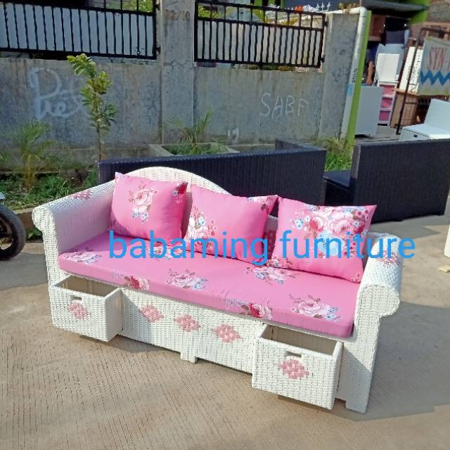 SOFA ROTAN SINTETIS GREYSAND - BLUE BOGOR CIBINONG