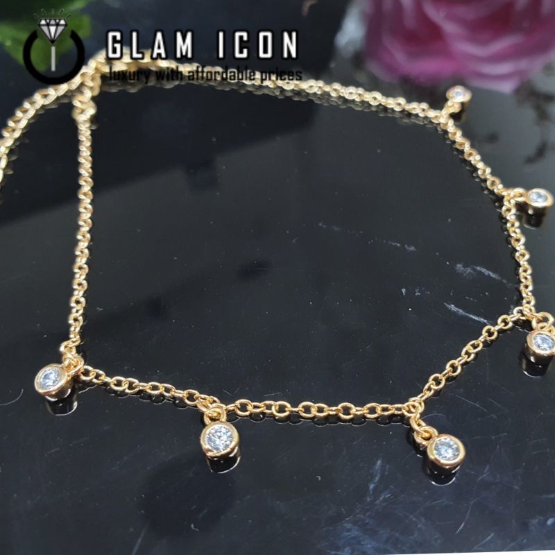 Gelang Kaki GD Bandul mata zircon kecil G0379