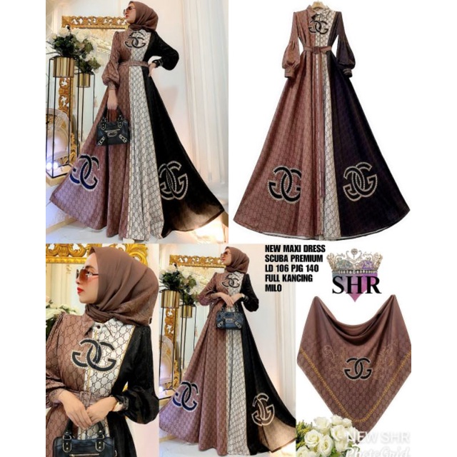ready Maxi dress SHR ORI bhn Scuba