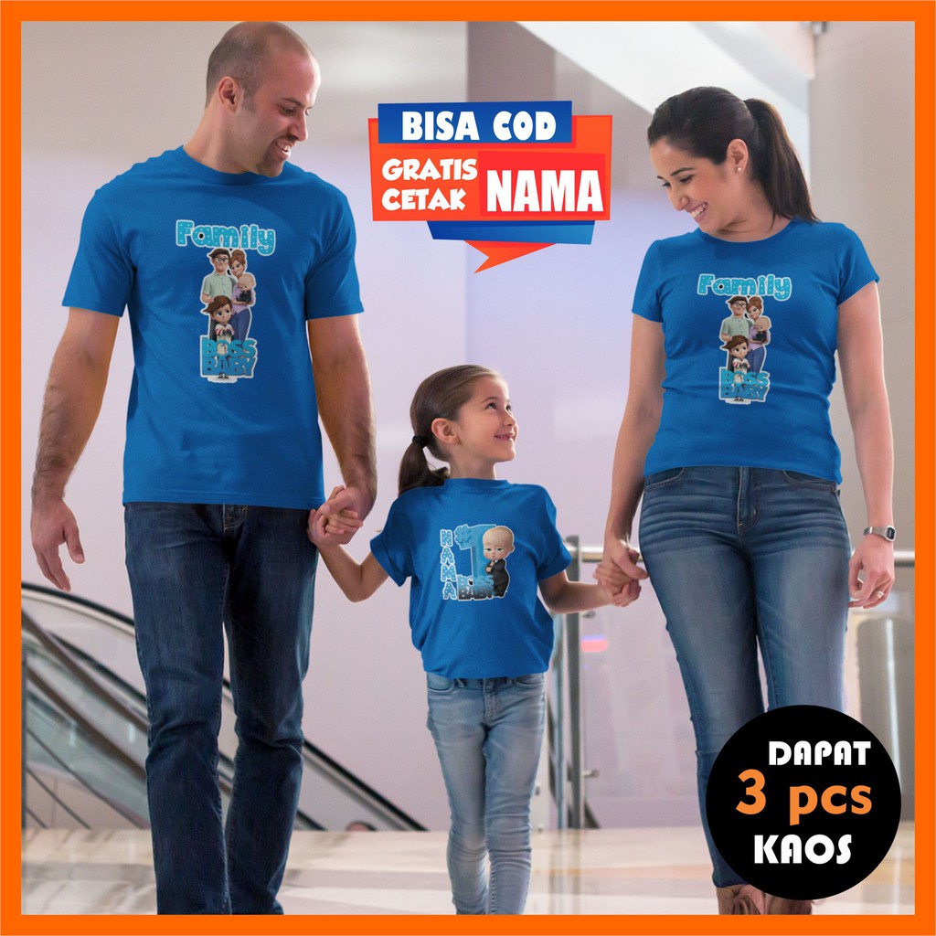 Baju Kaos Warna Boss Baby Ultah Ulang Tahun Couple Keluarga Family  Gratis Cetak Tulis Custom Nama D