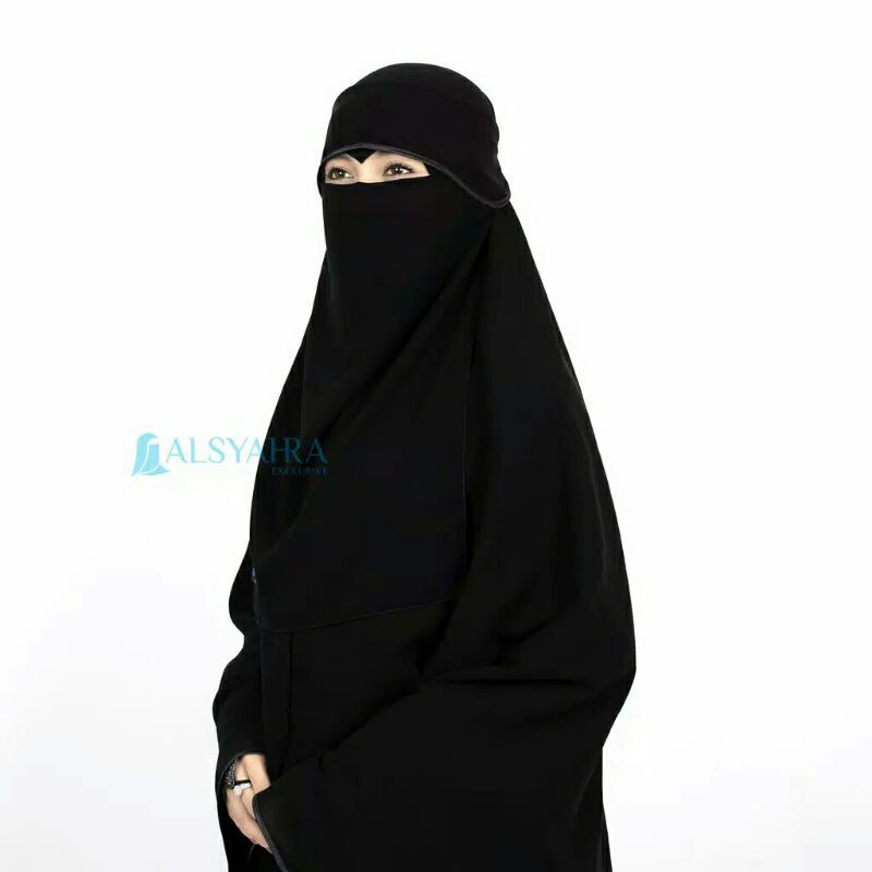 Alsyahra Exclusive Niqab Bandana Poni Bisban Elang / Lurus Sifon Jetblack