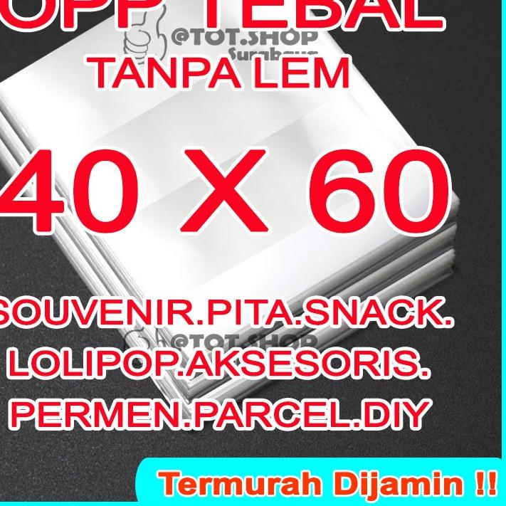 

Terjangkau TEBAL OPP 72 pcs UKURAN 40 X 60 PLASTIK KEMASAN TEBAL BENING Tanpa Lem