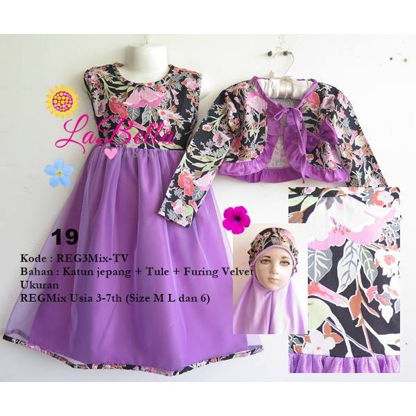 Busana Muslim Anak/ Baju Muslim Anak/ Gamis Anak La Bella pesta bolero