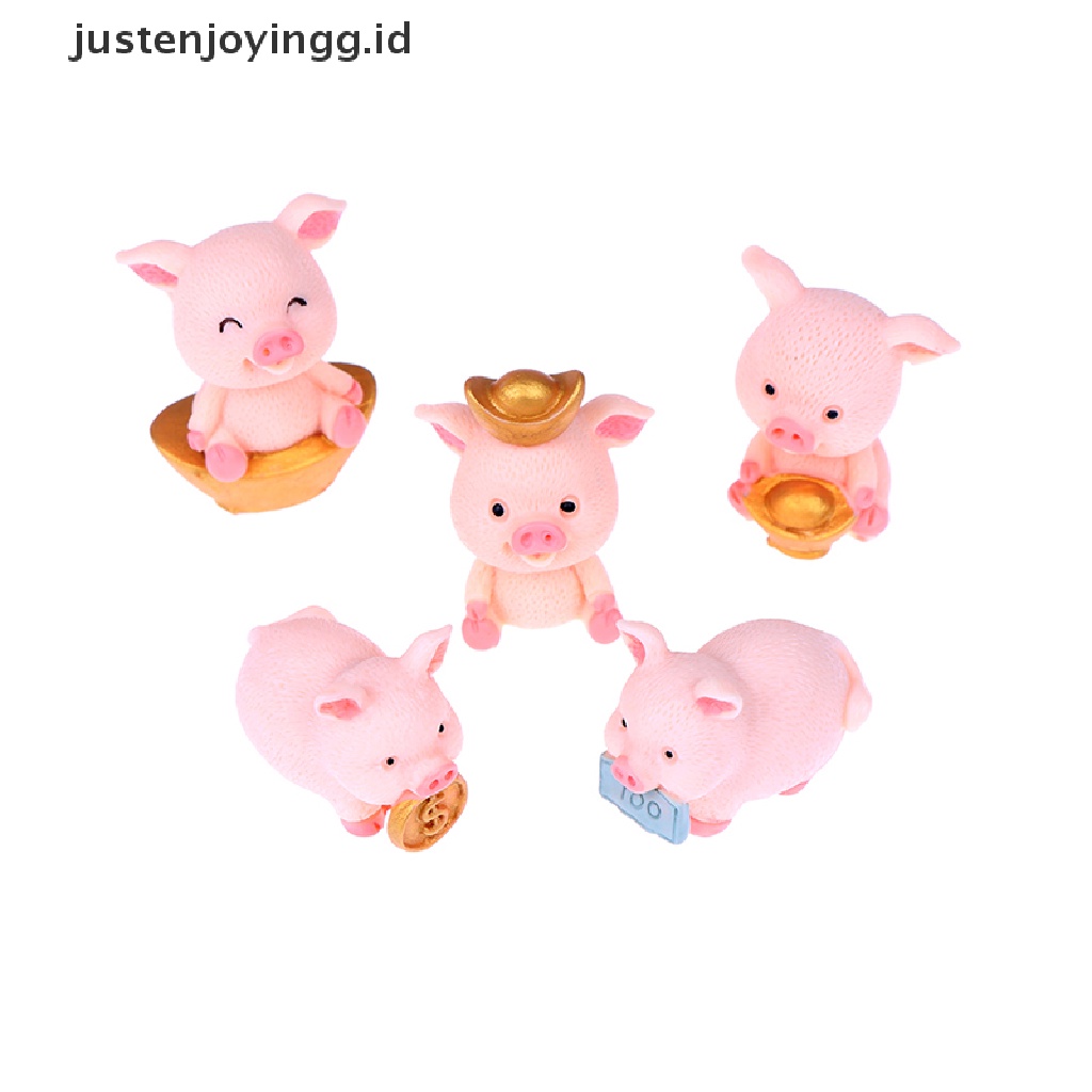 // justenjoyingg.id // Fortune Pig Miniature Figurine Fairy Garden Dollhouse Decor Micro Landscape ~