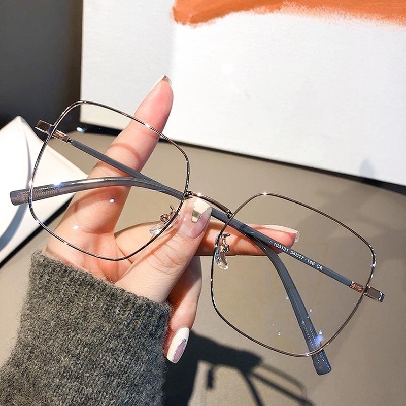 （YUZHU）COD INS Fashion Style Oversized Square Frame Kacamata Untuk Wanita Kacamata Anti Radiasi Untuk Wanita