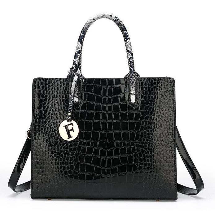 TAS HANDBAG JINJING TANGAN HITAM KOTAK WANITA CROCO SILK IMPORT SIMPLE