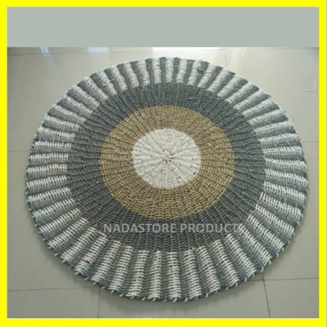 Rug anyaman seagrass 100 cm / Karpet anyaman / Karpet Bulat / Floor mat / Keset anyaman best seller