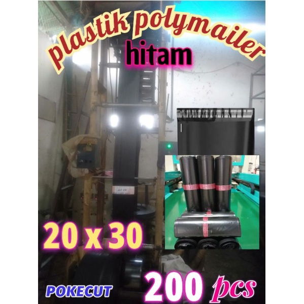 

Plastik Polymailer hitam pe 20 x 30 isi 200 pcs