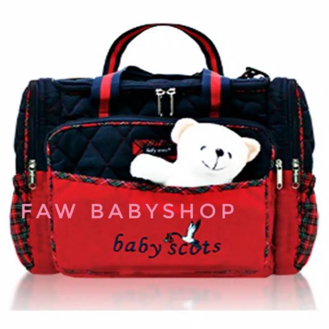 Baby Scots babyscots Embroidery Diaper Bag with DOLL Tas Besar diaper Boneka Tas bayi Besar ISEDB011