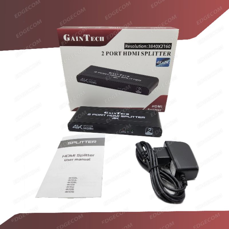 HDMI Splitter 2 Port / 1 input to 2 output Support 4K GAINTECH