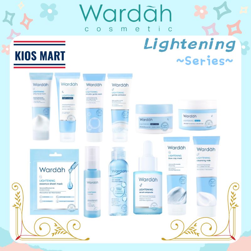 Wardah Lightening Series | Day Cream Advanced | Micellar Gentle Wash | Blue Clay Mask | Cleansing Milk | Day Gel | Face Mist | Face Toner | Gentle Exfoliator | Oil Infused Micellar Water | Night Cream Advanced