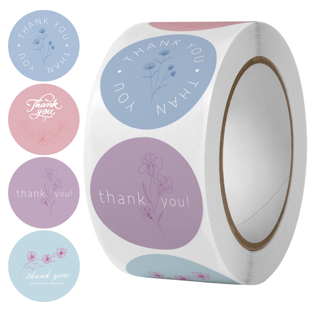 

50pcs 4 Flowers Thank You Sticker Stiker Terima Kasih untuk Online Shop Packing Label Sticker Packaging Seal Segel