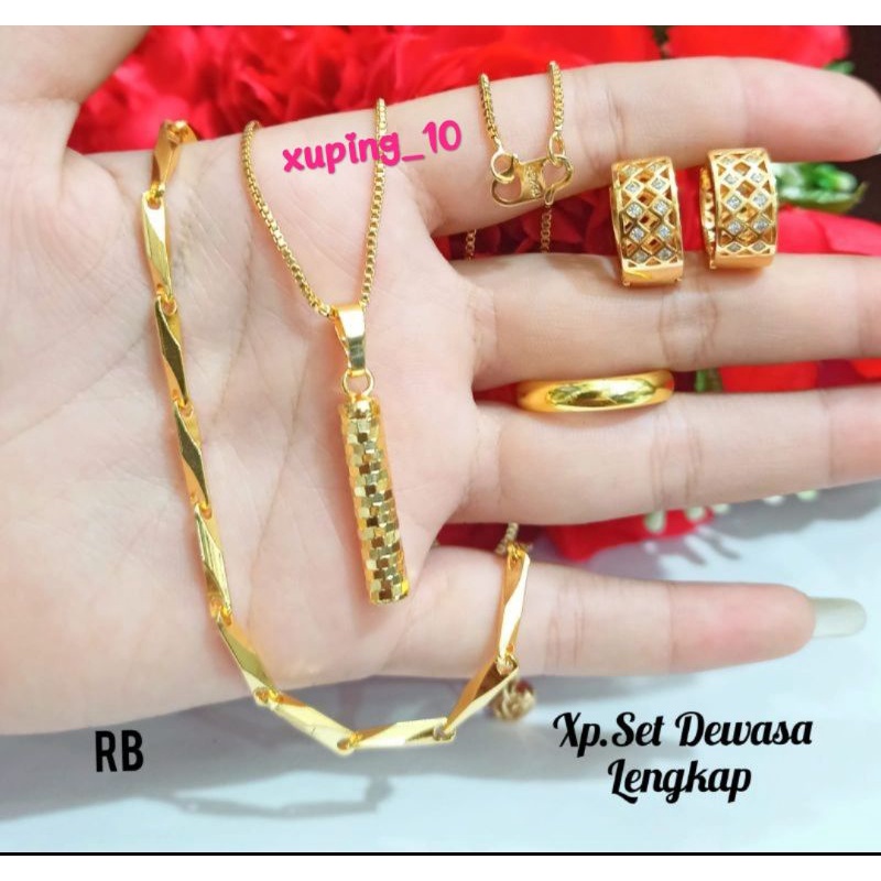 Perhiasan Set Dewasa Bambu kuning 24k,simple&amp;elegan tidak Karat *COD*