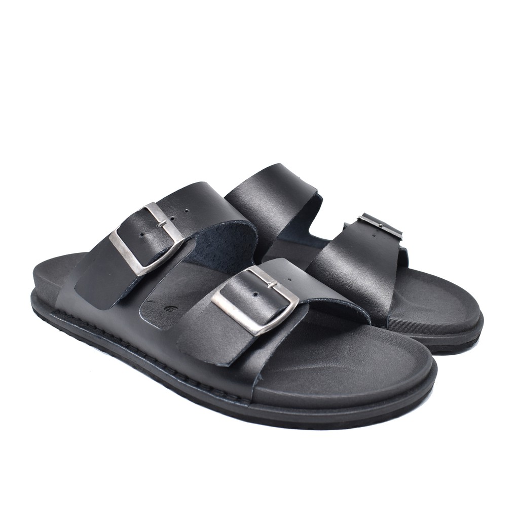 Vs 02 Black | Sandal Strap Simpel Original Pria Cowok Men Sendal Kulit Lokal Ori | FORIND x Volve