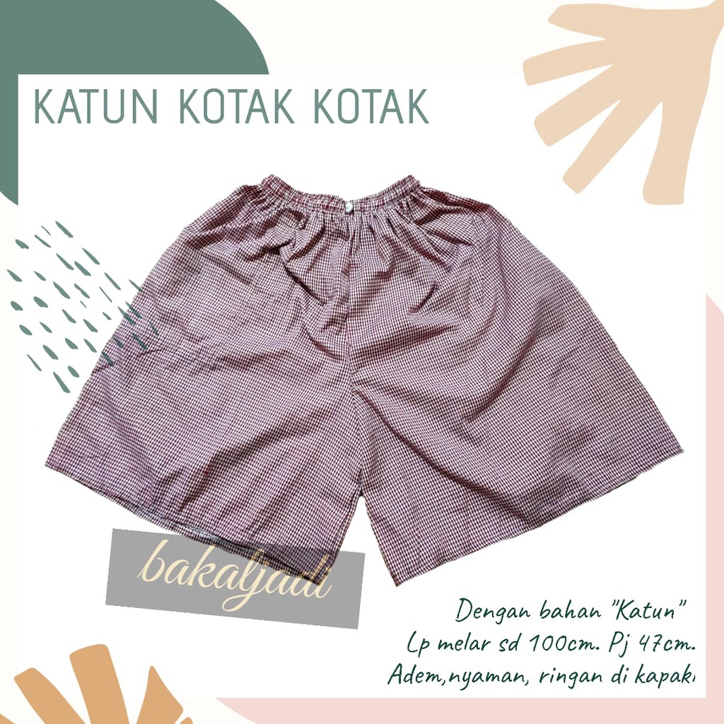  CELANA  PENDEK WANITA  KOLOR KATUN  MOTIF KOTAK  KOTAK  