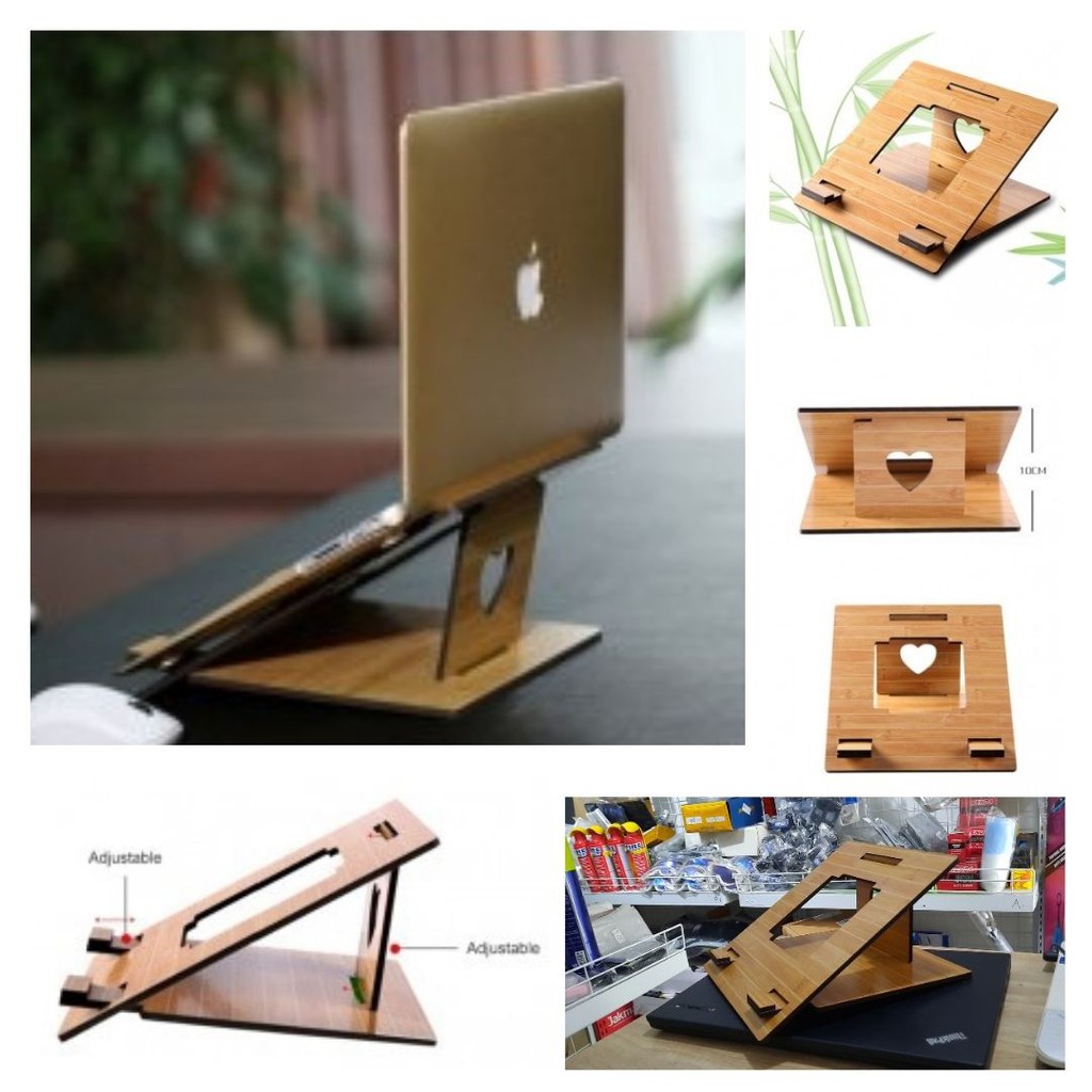 Laptop Tablet Stand Dudukan Meja Lipat Model Kayu Portabel  111