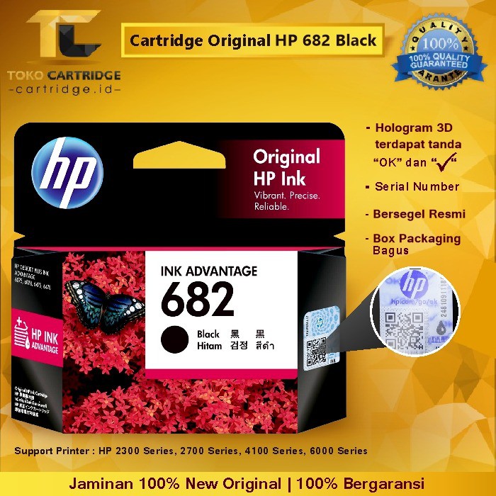 Cartridge tinta HP 682 ORI Black 3YM77AA / Color Tri Colour 3YM76AA Ink Printer 1216 2335 2336 2337