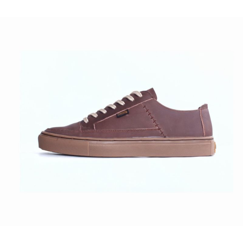 FULL LEATHER DANTE BROWN - Sepatu Sneakers Pria Kulit Asli Original Cevany 38 39 40 41 42 43 44