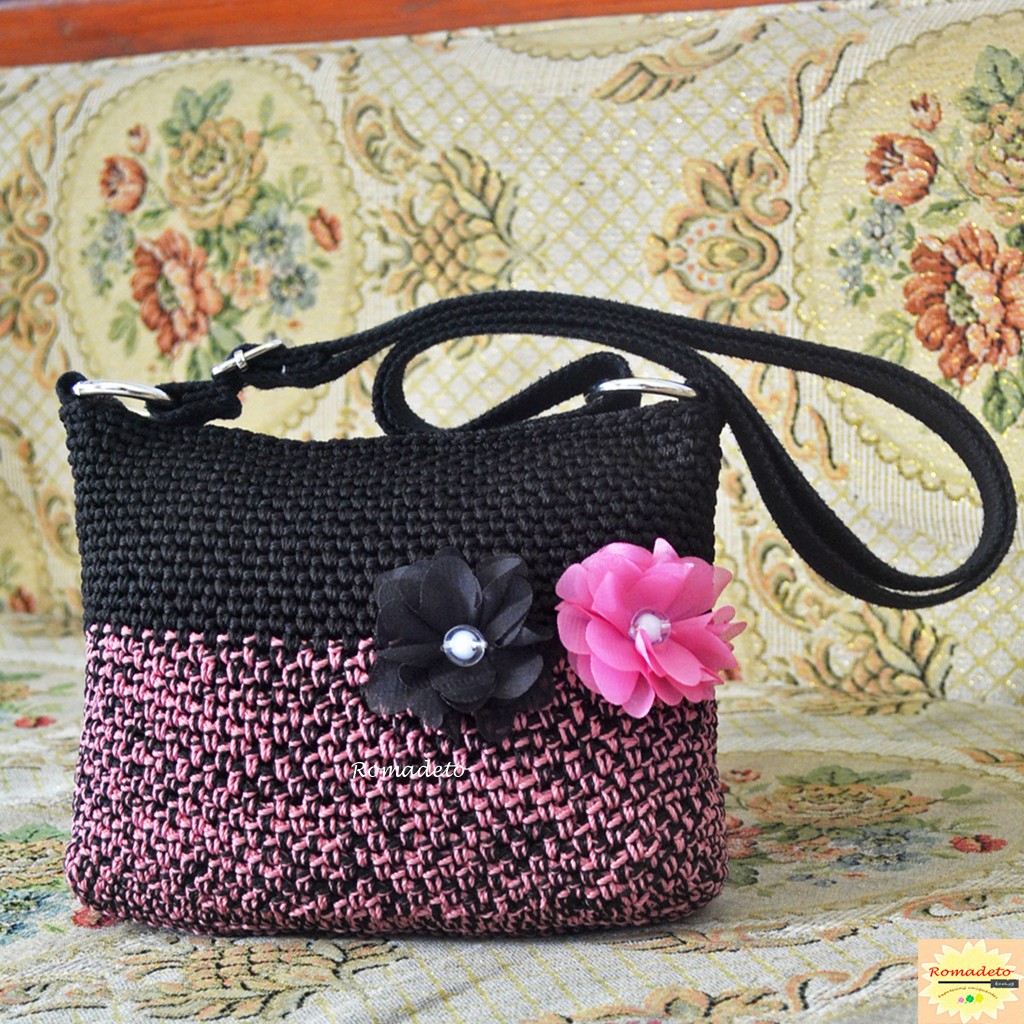Tas Rajut Selempang ROTENSIA DUSTY PINK COKLAT