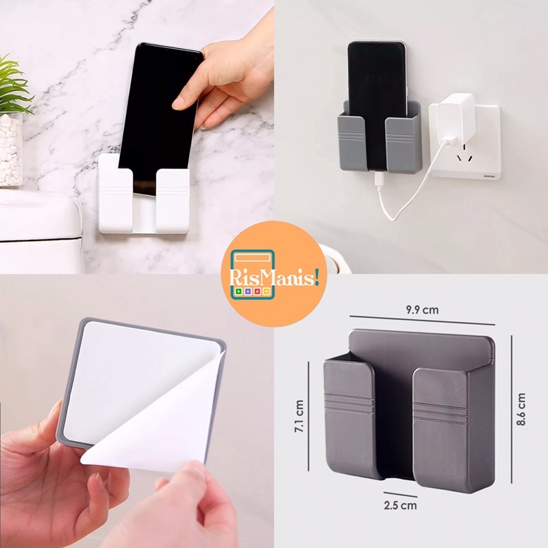 WALL PHONE HOLDER - Rak Tempat HP Tempel Dinding Organizer Handphone Dudukan Remote TV AC Charger