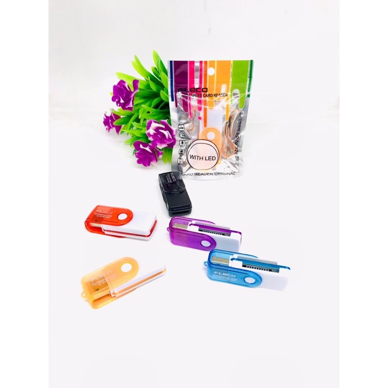 PROMO CARD READER FLECO ORIGINAL MULTY PUTAR 4in1 IC LED INDIKATOR SUPPORT UP TO 512GB