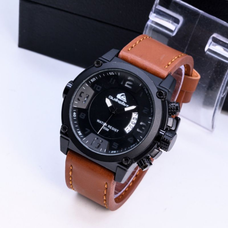 GROSERBA GROSIR Jam Tangan Pria Quiksilver Analog Kulit
