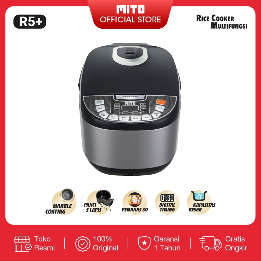 MITO DIGITAL RICE COOKER R5+ BLACK EDITION - GOLD