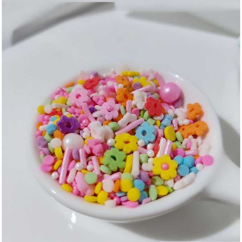 sprinkle bunga/ sprinkle flowers/vsprinkle mutiara/ pearl/ sprinkle kue/ hiasan kue/ topper  kue /tu